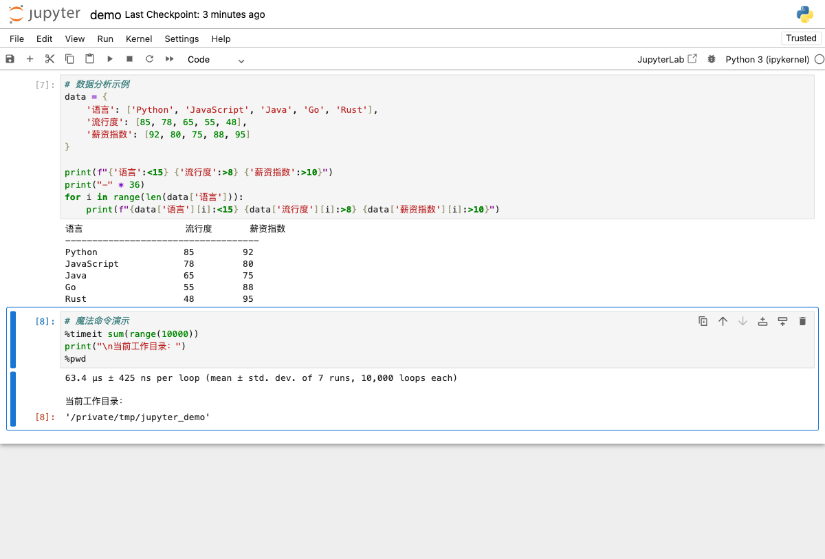 %timeit 命令输出截图